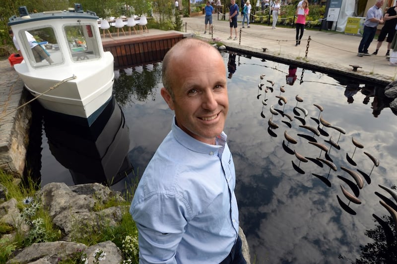 Andrew Christopher Dunne gold medal winner of the overall Bord Bia Bloom gardening festival with his creation The Sustainable Seafood Garden in the Phoenix Park. Photograph: Cyril Byrne/The Irish Times