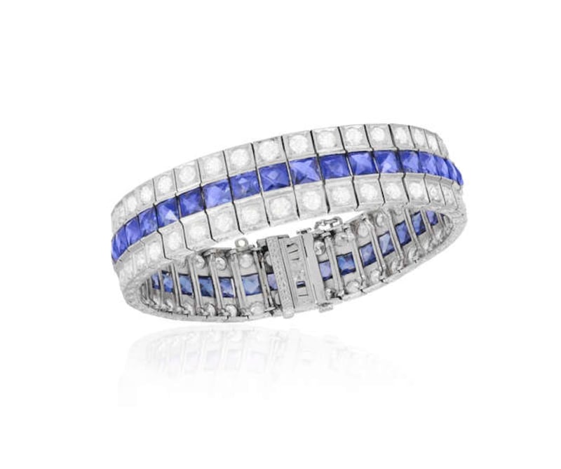 A sapphire and diamond bracelet from the Adam's Jewellery Box sale