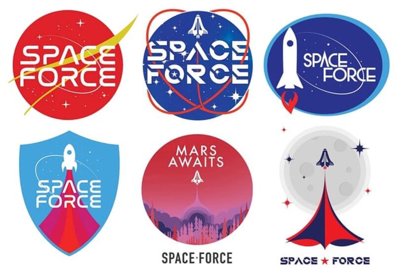 The suggested logos for the new US space force. Photograph: DonaldJTrump.com