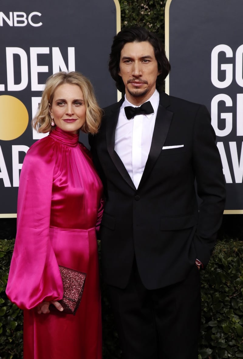 Adam Driver with his wife Joanne Tucker at the Golden Globe Awards ceremony. Photograph: Nina Prommer/EPA