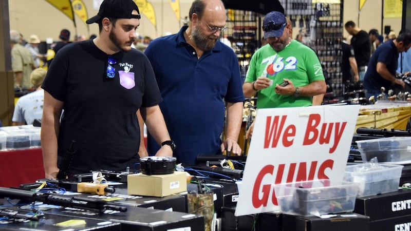 Gun enthusiasts at the South Florida Gun Show in Miami, Florida, on February 17th. Photograph:  Michele Eve Sandberg/AFP/Getty Images