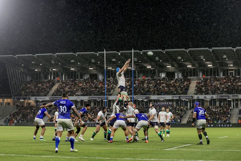 Ireland’s Tadhg Beirne wins a lineout. Photograph: Dan Sheridan/Inpho