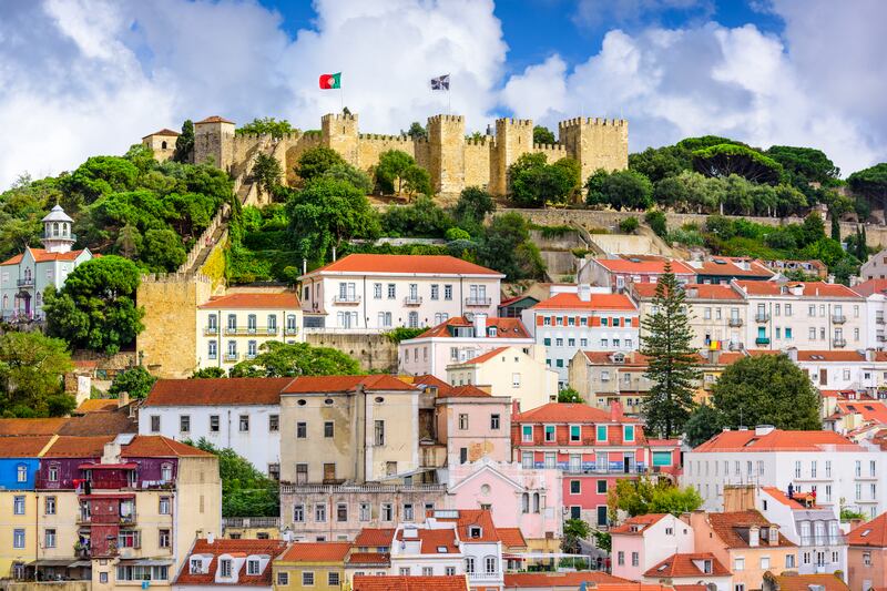 Sao Jorge Castle, originally built by the Moors and extensively rebuilt by the Portuguese in the early 1600s. Photograph: Sean Pavone/Getty