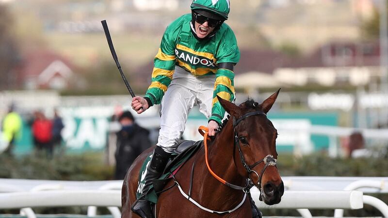 Rachael Blackmore rides Minella Times to win the Grand National at Aintree Racecourse in Liverpool in 2021. Photograph: Scott Heppell/Pool/AFP