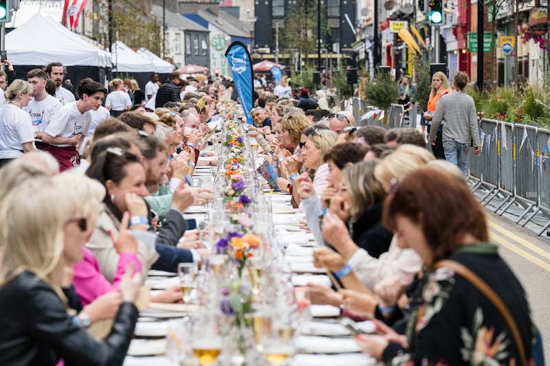 Cork on a Fork: The VQ Shared Table experience on MacCurtain Street saw 400 guests dining at a long table, showcasing local produce with sharing plates. Photograph: Joleen Cronin