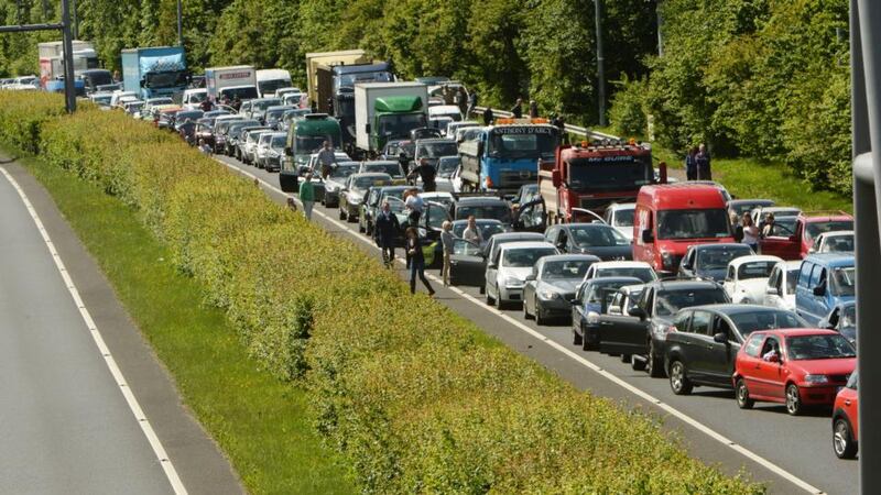 Delays on the M50 near Shankill northbound after a serious crash. Photograph: Cyril Byrne/The Irish Times