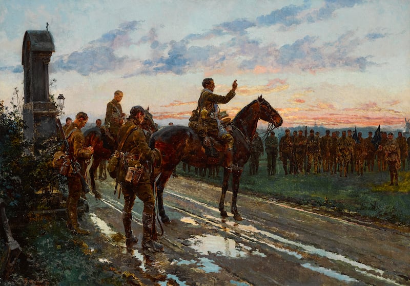 The Last General Absolution of the Munsters at Rue du Bois, by Fortunino Matania