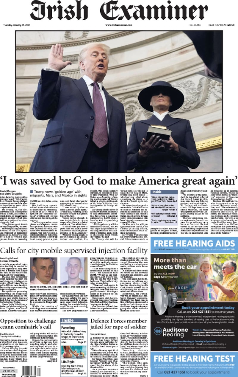 The Irish Examiner front page