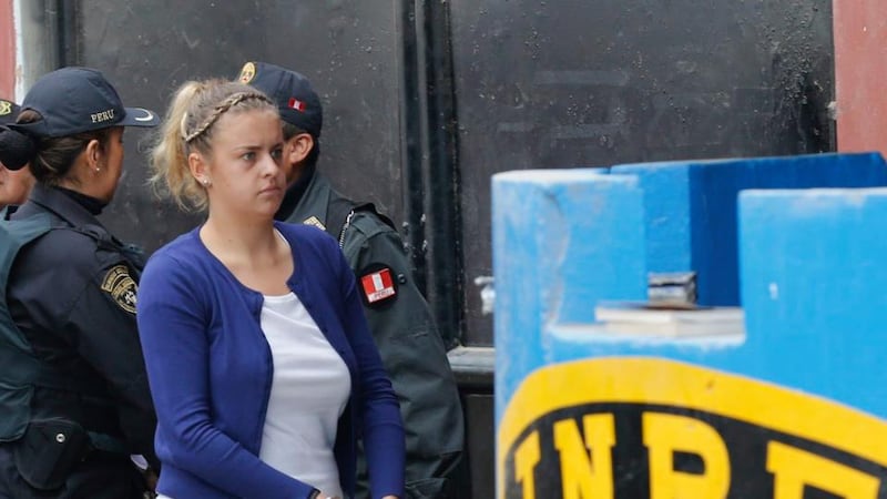 Melissa Reid arrives at court at Sarita Colonia prison in Callao today. Photograph: Mariana Bazo/Reuters