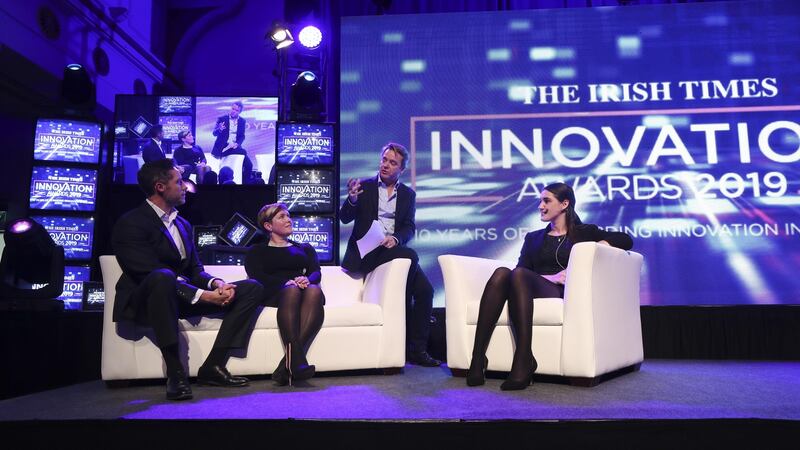 Lory Kehoe of Consensys, science journalist Claire O’Connell and FoodCloud co-founder Iseult Ward discussing the Innovation of the  Decade with host David McWilliams