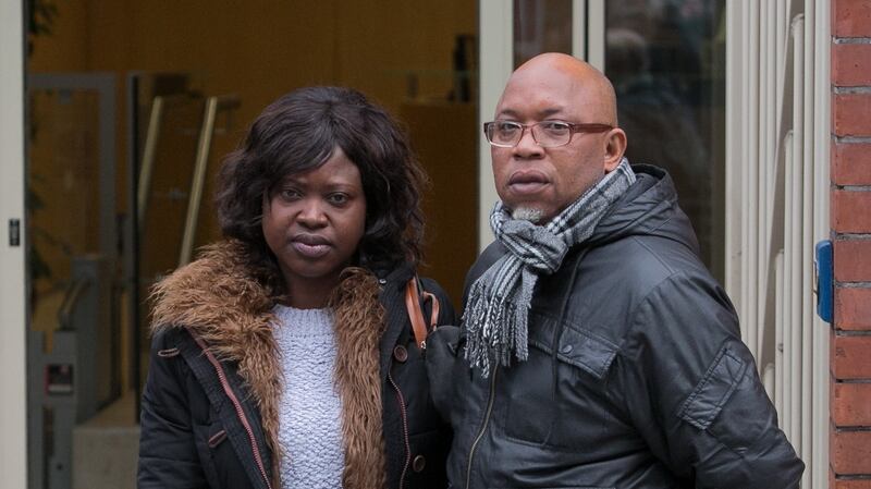 Lydia Osagie and  Kelly Osagie at the Coroners Court inquest into the death of their son Ricky. Photograph: Gareth Chaney Collins