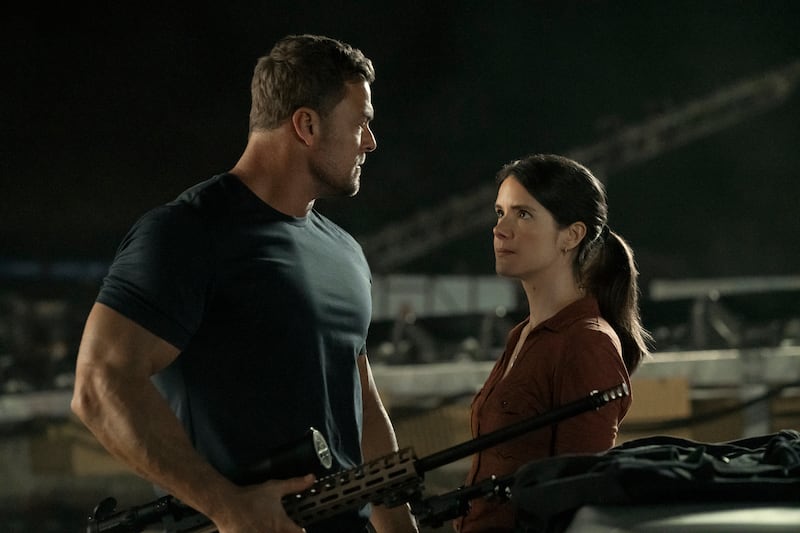 Alan Ritchson (Jack Reacher) and Sonya Cassidy (Susan Duffy) in Reacher, season three. Photograph: Jasper Savage/Prime