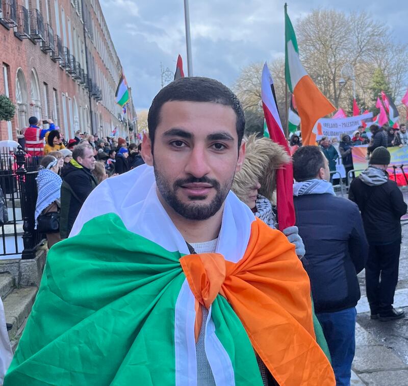 Baraa Albayari at the Le Chéile Stand Together national solidarity march. Photograph: Jack White