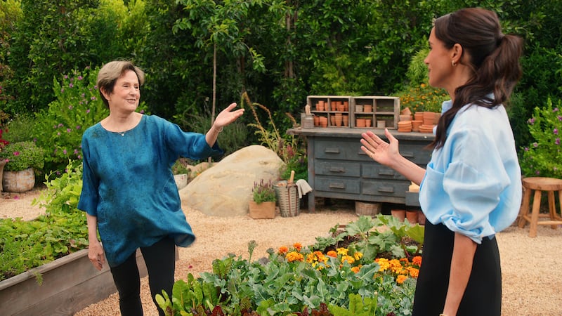 Alice Waters and Meghan Markle in an episode of With Love, Meghan.  Photograph: Netflix