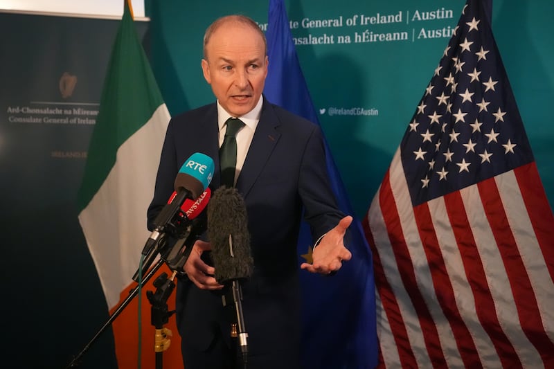 Taoiseach Micheál Martin speaks to the media in Austin, Texas, during his week long visit to the US. Photograph: Niall Carson/PA