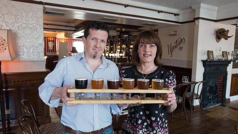 Máire Ni Mhaolie, co-owner with Geoff Carty of 57 The Headline bar on Clanbrassil Street in Dublin. Photograph: Dave Meehan