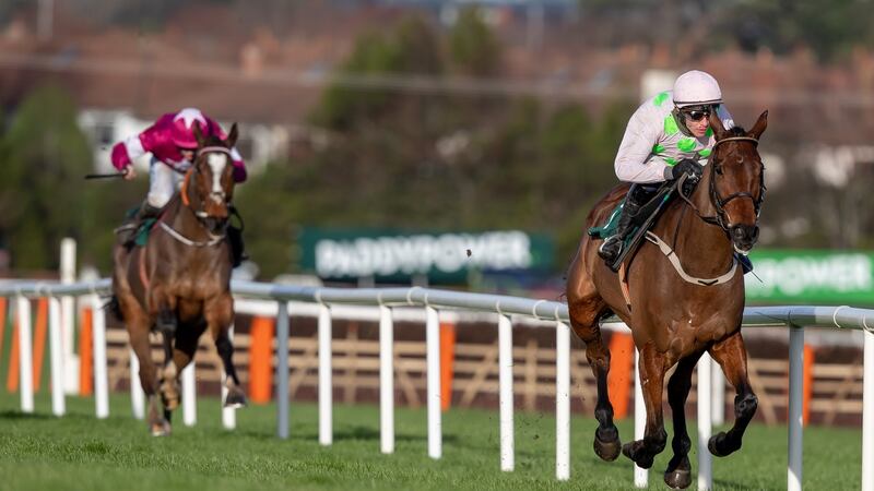 Paul Townend onboard Chacun Pour Soi comes home to win The Paddy’s Rewards Club Steeplechase at Leopardstown. Photo: Morgan Treacy/Inpho