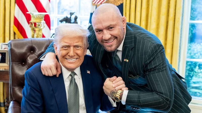 US president Donald Trump with Conor McGregor in the Oval Office of the White House on St Patrick's Day. Photograph: X/POTUS