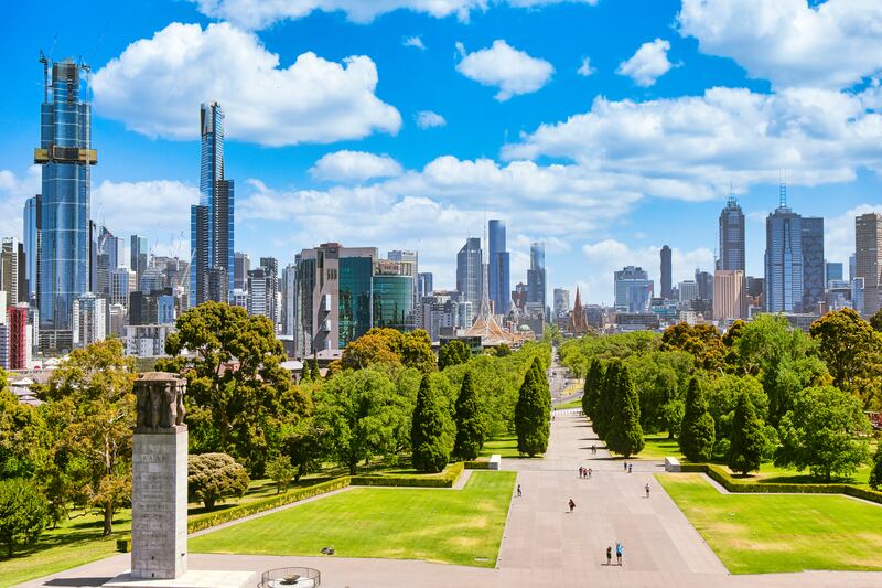 Melbourne with a view of the centre from the war memorial. Photograph: Dieter Meyer/Getty/iStock