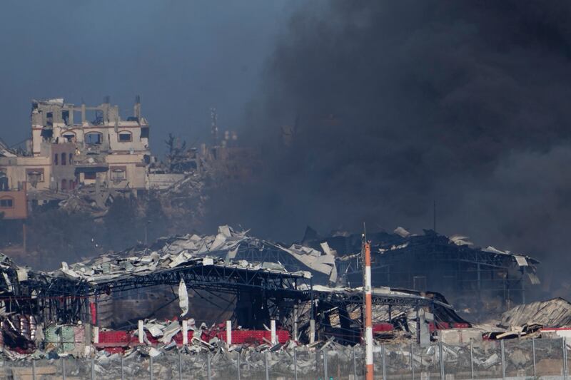 Smoke rises following an Israeli bombardment in the Gaza Strip, as seen from southern Israel. Photograph: AP Photo/Ariel Schalit