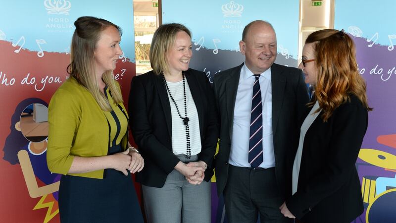 From left; Sophie Adams, KG4 teacher, Lisa Cannell, Head of Primary, Paul Crute, Principal and Maoiliosa McMahon, Director Marketing & Admissions, at Nord Anglia International School Dublin. Photograph: Dara Mac Donaill/The Irish Times