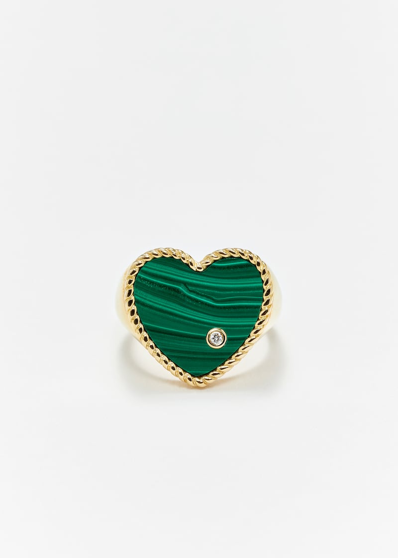 9ct Gold Chevalie Çre Coeur Malachite Or Jaune Signet Ring, €1080 Yvonne Léon at Weirs