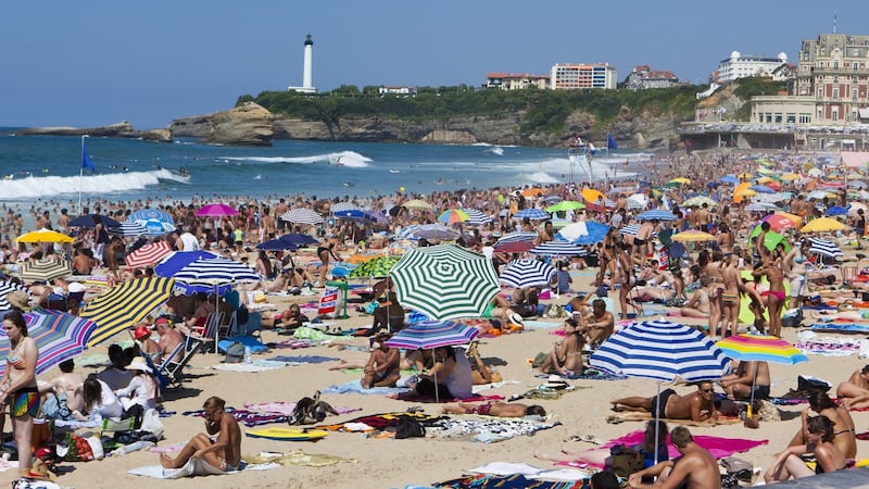 Beach in Biarritz during high season. Photograph: iStock