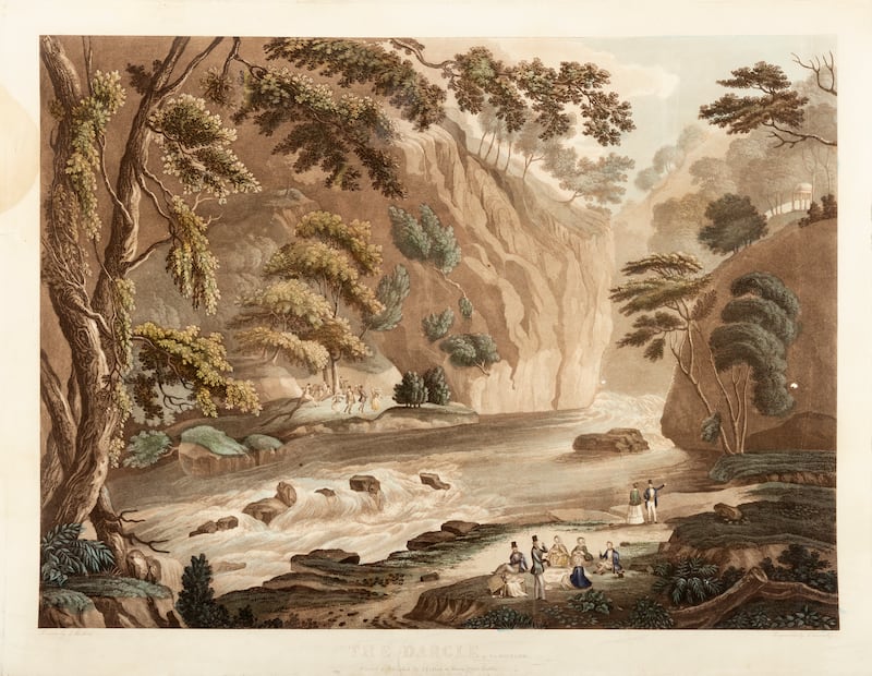 An aquatint and etching of the Dargle river in Co Wicklow by Thomas Sautelle Roberts. Photograph: Adam's Auctioneers