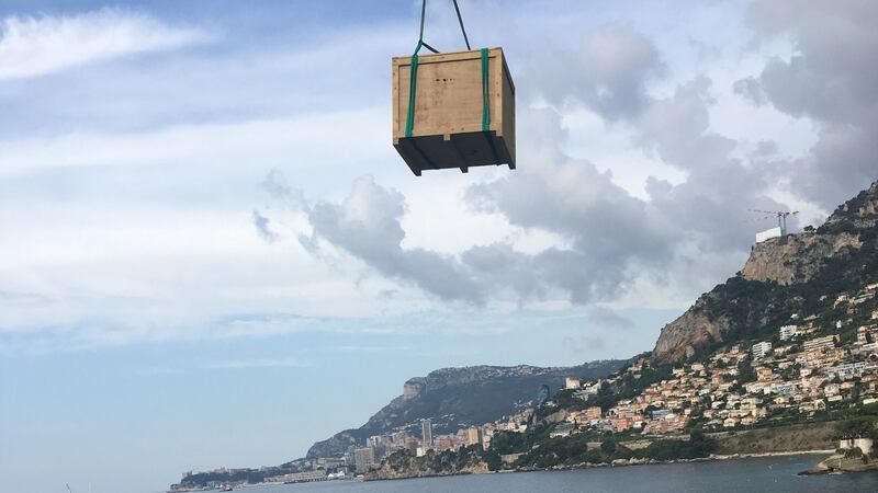 The six sculptures  were carried by truck from Cork to  Menton then airlifted to E1027