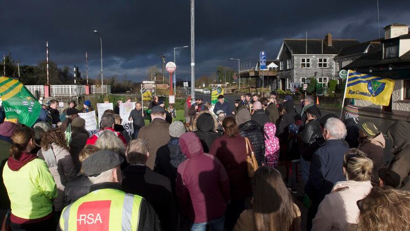 The rally was organised by “Leitrim and Roscommon United Against Racism” who said the gathering was intended to give people from the two counties the opportunity to condemn the suspected arson attack  on a hotel in Rooskey earmarked for asylum seekers. Photograph:  Brian Farrell