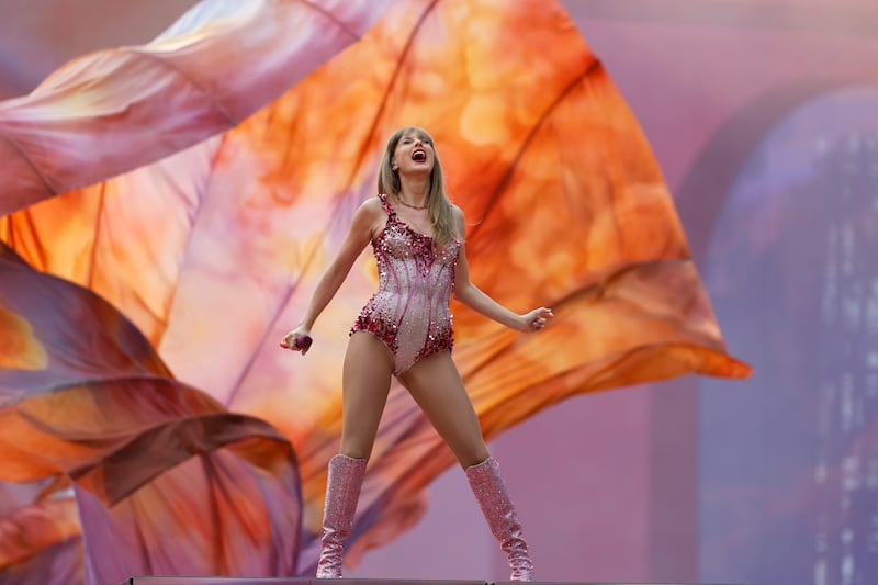 Taylor Swift onstage at the Aviva Stadium in Dublin on June 2024 as part of her Eras tour.  Photograph: Nick Bradshaw/The Irish Times