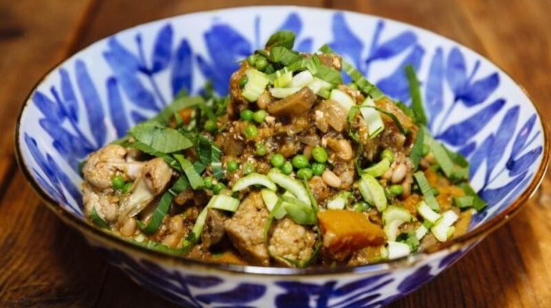 Carmel Somers’s cauliflower and squash stew with chilli, spices and ground nuts.