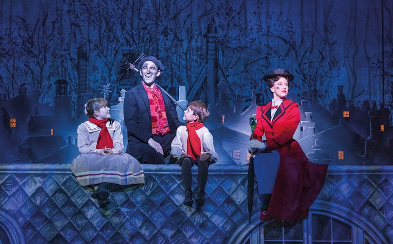 Mary Poppins: Jack Chambers and Stefanie Jones star as Bert and Mary Poppins at the Bord Gáis Energy Theatre. Photograph: Daniel Boud