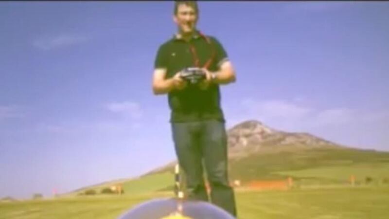 A screengrab from a YouTube video of Graham Dwyer flying his model aircraft