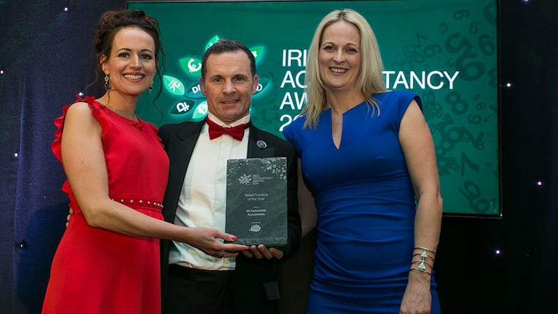 Marc O’Dwyer, CEO, Big Red Cloud presents the Small Practice of the Year Award to Angela O’Leary and Mairead Crowley