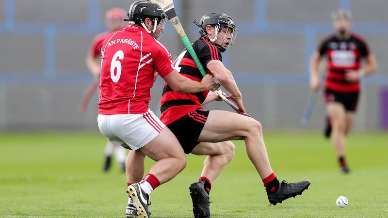 Ballygunner’s Kevin Mahony and Noel Connors of Passage during the Waterford SHC final Photograph: Laszlo Geczo/Inpho