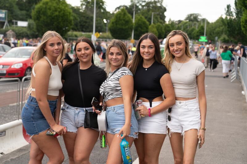 Dermot Kennedy concert-goers at Marlay Park: Carla Tyrrell, Kayle Tyrrell, Leah Rogers, Nicole O’Neill and Chloe O’Loughlin. Photograph: Barry Cronin/The Irish Times