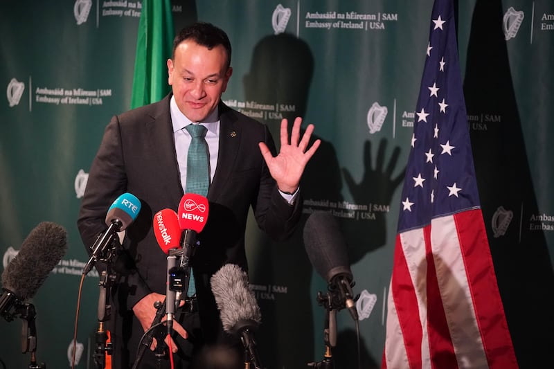 Taoiseach Leo Varadkar speaking in the Senate Room at the Mayflower Hotel in Washington DC on Wednesday. Photograph: Niall Carson/PA