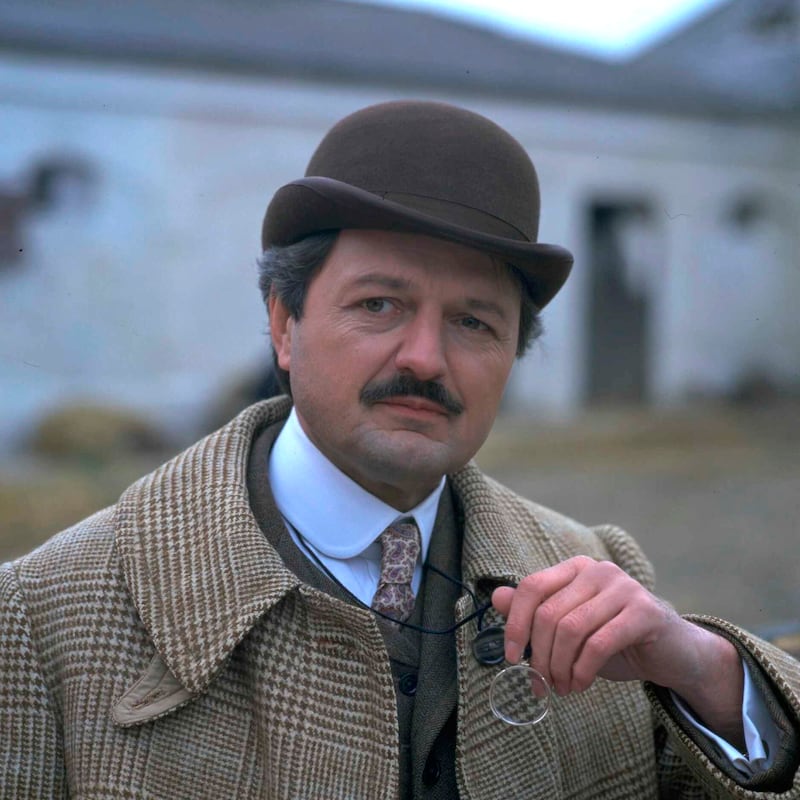 Peter Bowles in character as Maj Sinclair Yeates on the set of comedy drama series The Irish RM, circa 1984. Photograph: TV Times via Getty