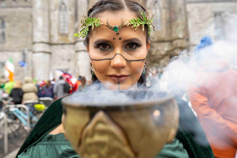 Deborah Mireles mixed her Mexican and Irish roots during the Galway St Patrick's Day parade. Photograph: Andrew Downes/Xposure