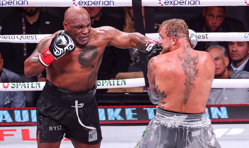 Mike Tyson fights Jake Paul at the AT&T Stadium in Arlington, Texas.
Photograph: Ed Mulholland/Inpho
