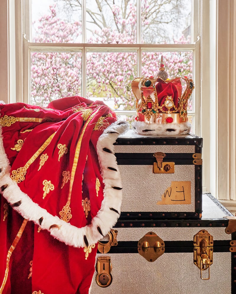 Mercury's crown, modelled on St Edward’s crown, and his red velvet cloak. Photograph: Sotheby’s/PA