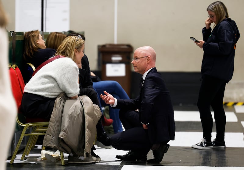 Stephen Donnelly in the count centre in Greystones, Co Wicklow. Photograph: Nick Bradshaw 