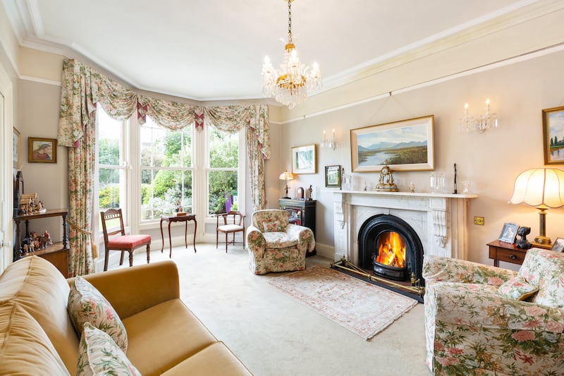 Drawing room: Extending to 210sq m (2,153sq ft), the house retains many period details and has attractive bay windows with views across Dublin Bay.