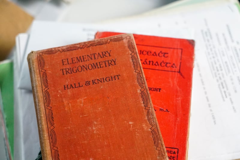 Some of the original books collected by Prof David Malone that were used to teach Leaving Cert students in Ireland up to the 1950s. Photograph: Enda O'Dowd