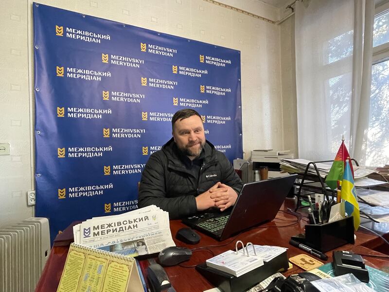 Yevhen Khrypun, chief editor of the Mezhivskyi Meridian. Photograph: Daniel McLaughlin