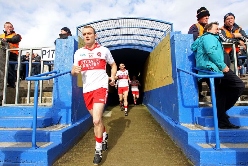 Paddy Bradley in his playing days with Derry. He was one of the county's best forwards and believes the Oak Leaf men have a decent shot at toppling reigning All-Ireland champions Kerry. Photograph: Ryan Byrne/Inpho