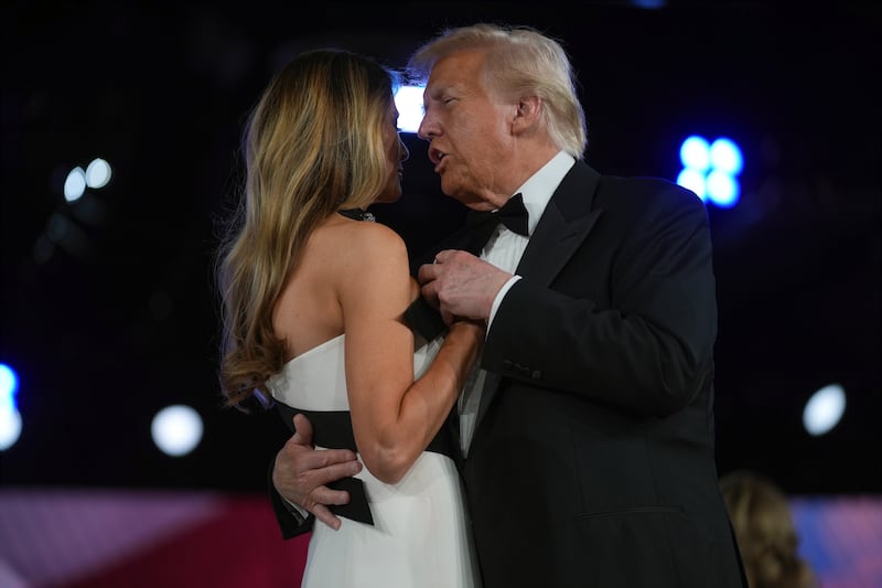 Donald and Melania Trump dance at the Liberty Ball. Photograph: Evan Vucci/AP Photo