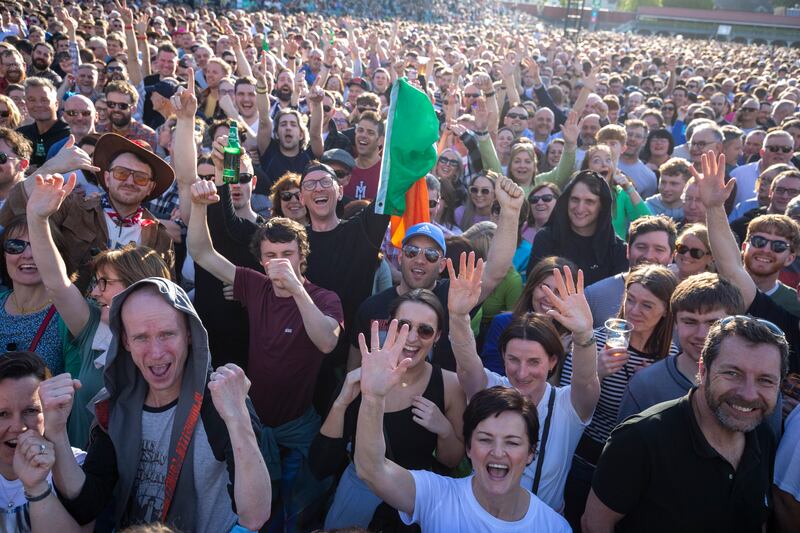 Fans pictured attending the Bruce Springsteen and the E Street Band at the RDS Arena,Dublin. Photograph: Tom Honan/ The Irish Times.