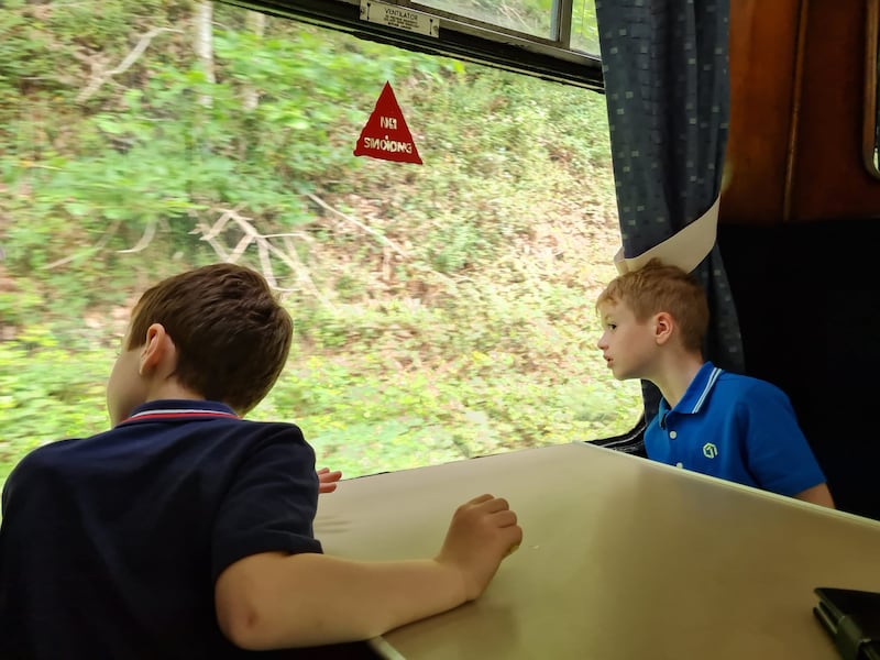 Riding the Gwili Railway. Joanne Hunt and family